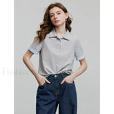 Short Sleeve Knitted Crew Neck T-Shirt