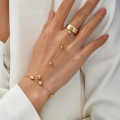 Vintage Minimalist Heart Charm Finger Bracelet