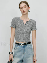 Slim Fit Knitted Grey Round Neck T-Shirt