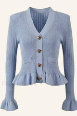 Elegant Lotus Leaf Hem Knit Cardigan