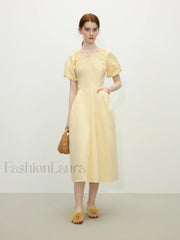 French Waist-Slim Midi Dress