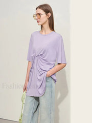Pleated Mid Length T-Shirt