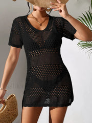 Sexy V-Neck Hollow Knit Cover Up