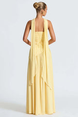 Solid Bustier High Slit Formal Dress