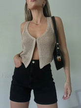 Y2K Sexy Casual Knitted V-Neck Sleeveless Crochet Crop Top