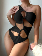 One Shoulder Hollow Push Up One Piece