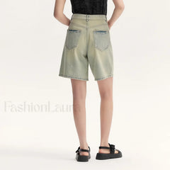 Trendy Bermuda Straight-Leg Denim Street Style Short