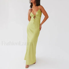 Tie Front Backless Cami Maxi Dress