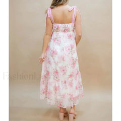 Hollow-Out Square-Neck Midi Dress