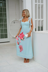 Frankie Floral Maxi Dress- Mint Blue