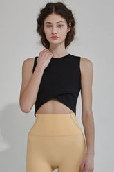 Sleeveless Cross Front Athletic Crop Top