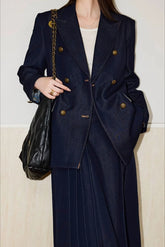 Double Breasted Twill Blazer
