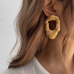 Liquid Irregular Ruched Flower Earrings
