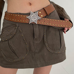 Chic Versatile Star Detail Leather Belt