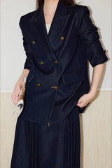 Double Breasted Twill Blazer