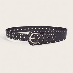 Grunge Studded Asymmetrical Distressed Belt