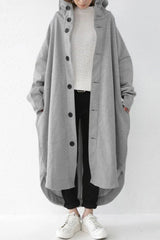 Oversized Hooded Long Overcoat