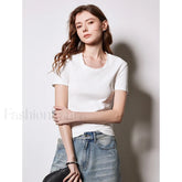 U-neck Slim Fit Pullover Cotton T-Shirt