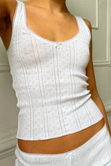 Cotton Blend Lace Trim Sleeveless Cami Shorts Set