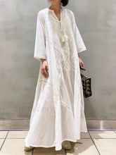 Linen Lace-Up White Boho Dress