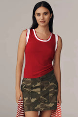 Sweet Contrast Ribbed Patchwork Tank Top