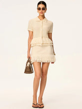 Fringed Knit Mini Skirt