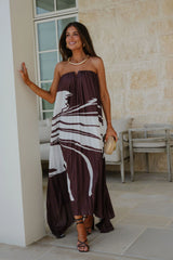 Emy Maxi Dress-Brown/White