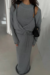 Tie Front Knit Set Sweater Dress