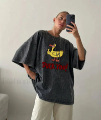 Y2K Kawaii Duck Print Cotton T-Shirt