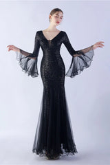 Sequin Ruffled Mesh Party Dress