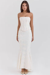 Embroidered Bustier Bodycon Formal Dress