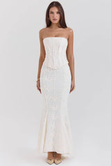 Embroidered Bustier Bodycon Formal Dress