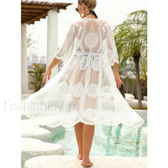 Lace Sheer Midi Beach Cover Up