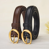 Vintage Glossy Edge Irregular Buckle Leather Belt
