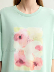 Flower Print Drop Sleeve T-Shirt