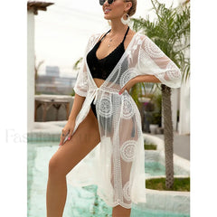 Lace Sheer Midi Beach Cover Up