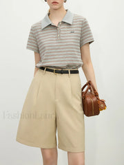 Retro Polo Collar Knitted Elegant T-Shirt
