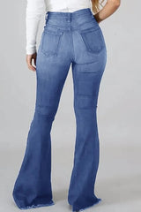 High Waist Ripped Stretch Flare Jeans