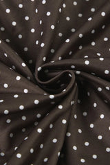 Button Tie Waist Dot Print Blouse