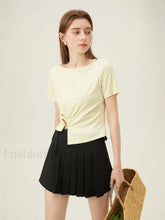 One Shoulder Twisted Waist Crop T-Shirt