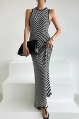 Sleeveless Striped Knit Sweater Dress