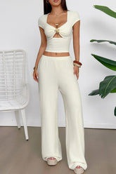 Y2K Crop Tank Top Wide Leg Two Piece Pants Set