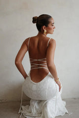 Sexy Spaghetti Strap Back Lace Up Formal Dress