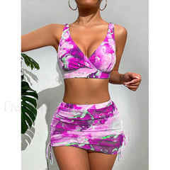 Micro Thong Skirt Bikini Three Piece Set
