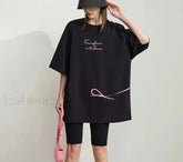 Bowknot Print Loose T-Shirt
