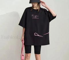 Bowknot Print Loose T-Shirt