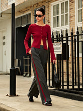 Contrast Piping Pinstripe Pants
