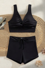 Black Boyshort Two Piece Swim Set