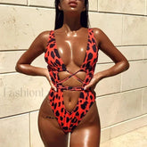 Leopard Wrap Tummy Cut High One Piece