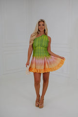 Sunset Glow Dress-Lime Multi